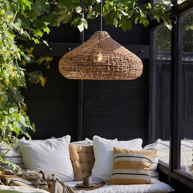 Duża lampa rattanowa na taras Mira naturalna